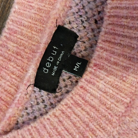 Cropped Pink and Purple Butterfly Sweater Size Medium Fairycore Whimsical - Picture 2 of 4